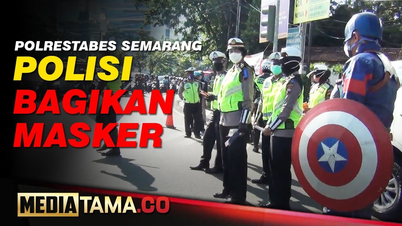 VIDEO : AJAK AVENGERS, POLISI BAGIKAN MASKER DI KOTA SEMARANG