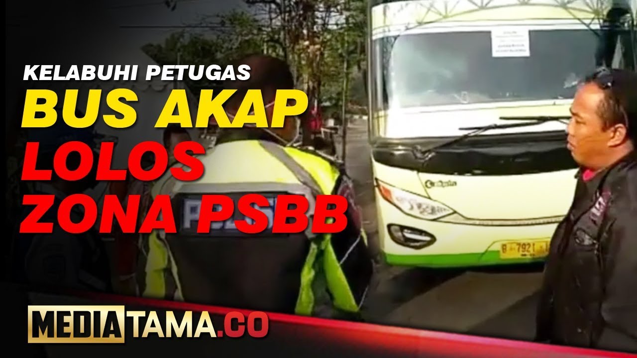 VIDEO : Kelabuhi Petugas dengan Tulisan Bukan Pemudik, Bus AKAP Lolos PSBB